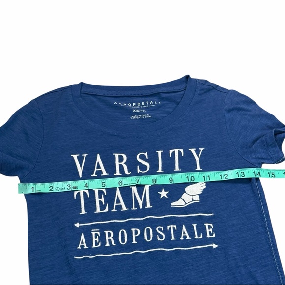 10/$25🦋 Aeropostale Blue & White VARSITY TEAM Graphic Tee - Size XS - Picture 12 of 16